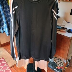 Holloway Black Long Sleeve Athletic Shirt with White Stripes